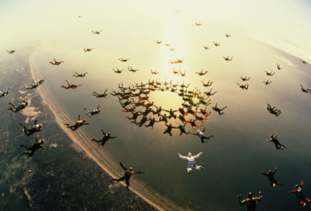 Skydivers in circular formation